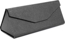 2 Pack Triangle Foldable Glasses Case Portable Magnetic Closure Black  Khaki
