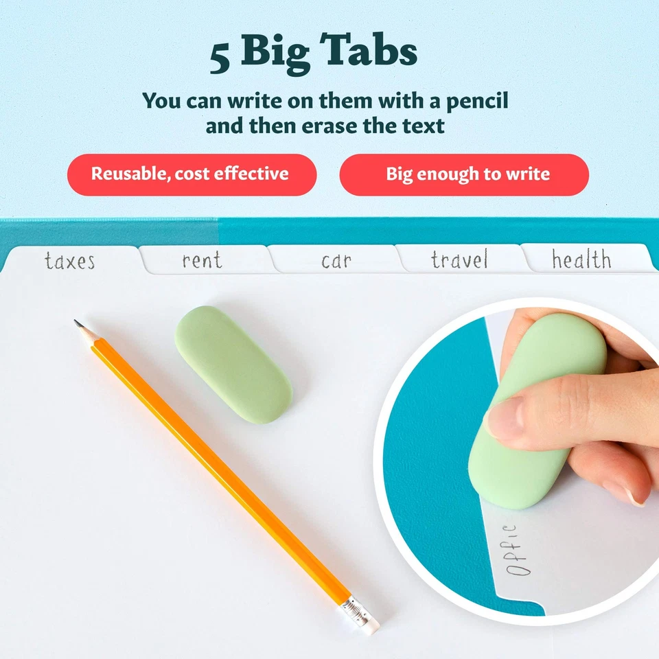 Binder Dividers with Tabs - (Set of 20) x 5 Tab Dividers for 3 Ring Binders, ... - Image 4 of 4