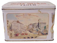 WASHBURN'S GOLD MEDAL FLOUR VINTAGE METAL TIN CAN SUNDARA INDUSTRIES