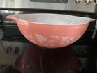 vintage 1950s PYREX 444 Pink Gooseberry Large Cinderella Mixing Bowl 4 Quart