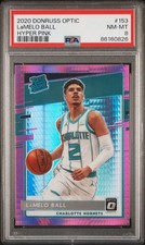 2020 Donruss Optic #153 Lamelo Ball Rated Rookie Hyper Pink Prizm PSA 8