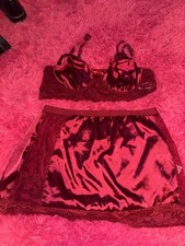 SHEIN Burgundy Satin Lingerie Set 4X Plus Size 3 Piece Sexy NWOT