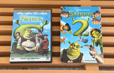 Shrek 1 & 2 DVD Bundle Lot - 2-Disc Special Edition + Shrek 2 Slipcover Kids