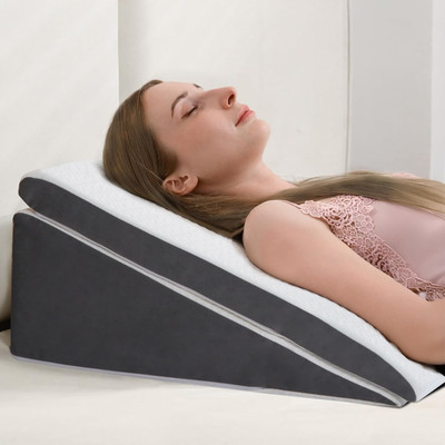 2-Pack Adjustable Wedge Pillow for Sleep Apnea & Back Pain, Memory Foam Triangle