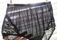 NOS VANITY FAIR 13-001 BLACK hi waist sheer GRANNY LACE leg panties sz 6 DISC.
