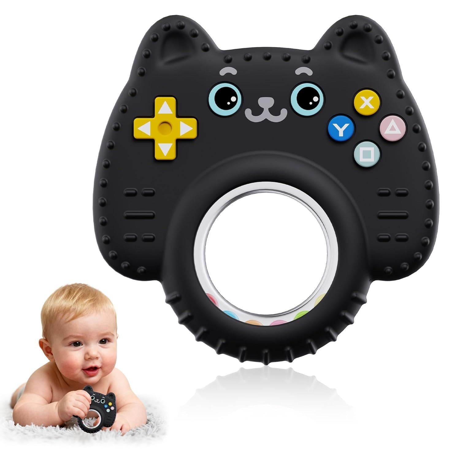 TEETHING TOYS FOR BABIES 0-6 6-12 MONTHS, REMOTE GAME CONTROLLER 3-in-1 BPA FREE