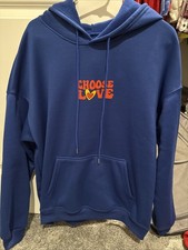 Choose Love Hoodie Blue Mens L Retro Graphic Pullover Sweatshirt Heart Logo