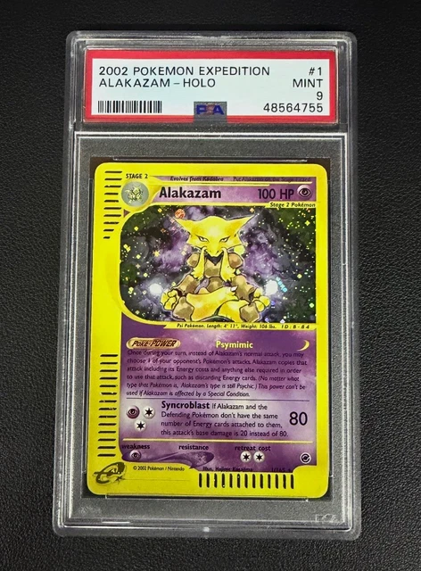 Pokemon TCG Expedition Alakazam Holo Rare 001/165 PSA 9 Mint 2002 Low Pop