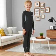 Boy's Winter Thermal Base Layer Fleece Lined Underwear Set Sport Ski Warmth Soft