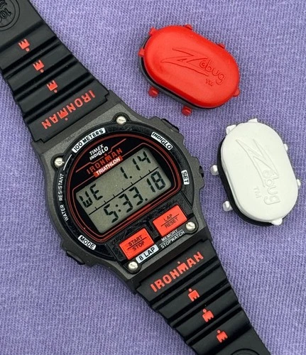 1993 Vintage RED Timex Ironman Triathlon Digital Watch - ORIGINAL!  - VERY NICE!