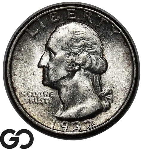 1932 Washington Quarter, Nice Original Toning, Choice BU++