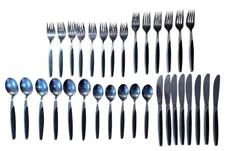 33 MAR CREST Mixed Piece Lot Ebony Elegance Atomic MCM Star Stainless Flatware