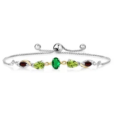 925 Silver and 10K Yellow Gold Nano Emerald Peridot Garnet and Lab Grown