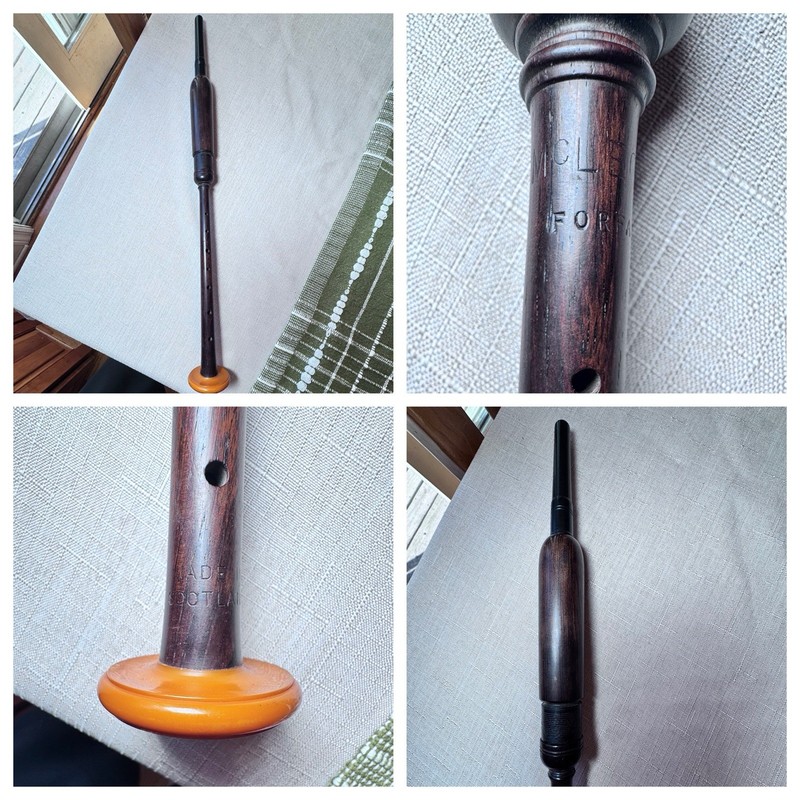 Vintage McLeod Forfar Gillanders Blackwood Pipe Chanter Bagpipe Scotland Rare
