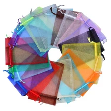 100pc 4x6 inches Gifts Wrap Bags Mixed Color,Organza Sheer Fabric,Drawstring ...