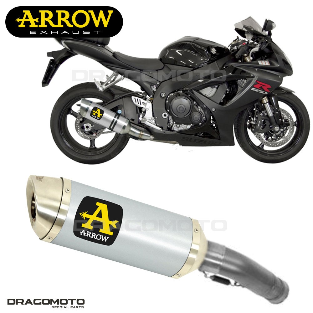 Échappement Arrow Thunder en alu pour équiper la Suzuki GSX-R 600 sur circuit