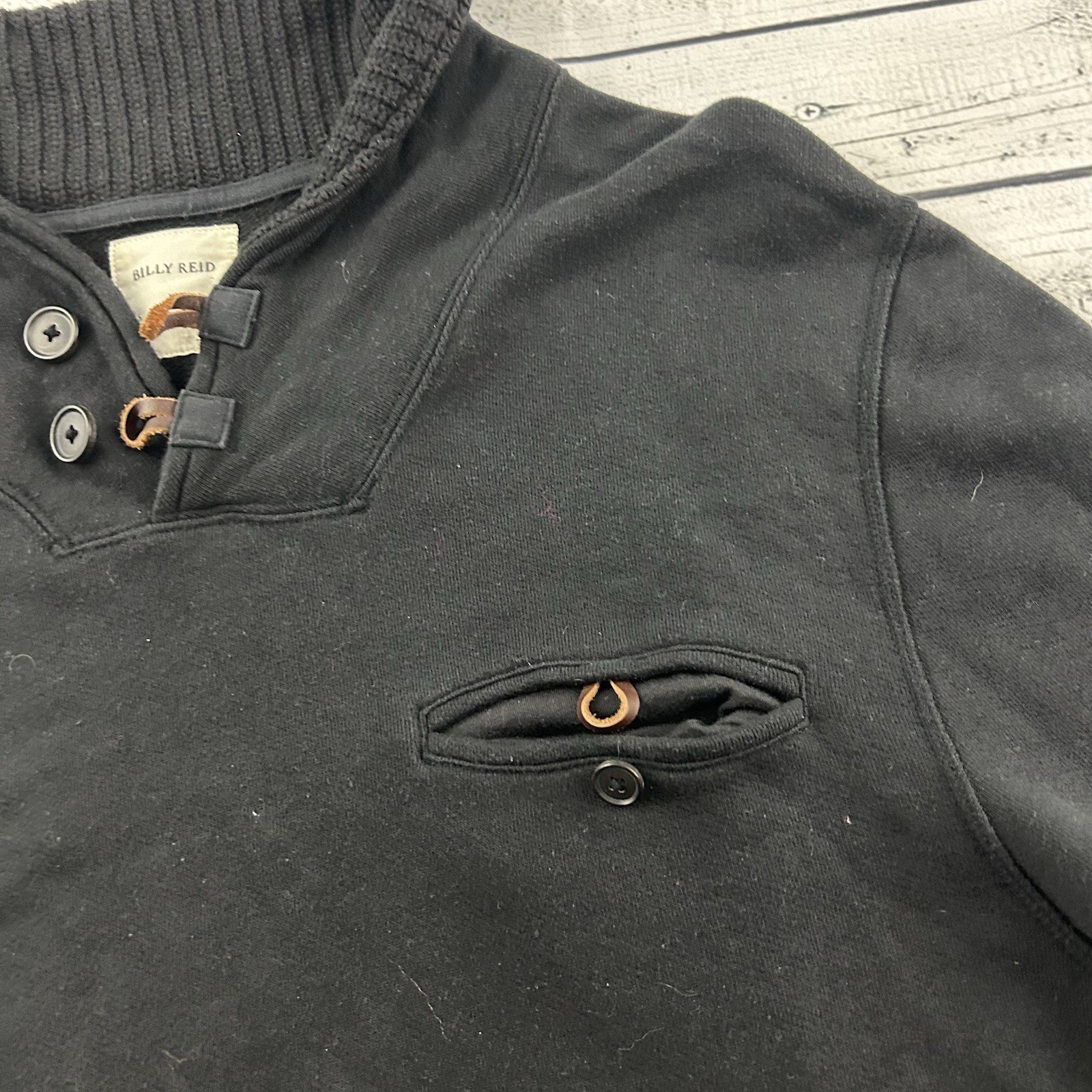 Billy Reid Cowl Neck Pullover Toggle Button Sweat… - image 2