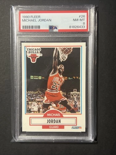1990 Fleer #26 Michael Jordan Basketball Card PSA 8 Near Mint-Mint