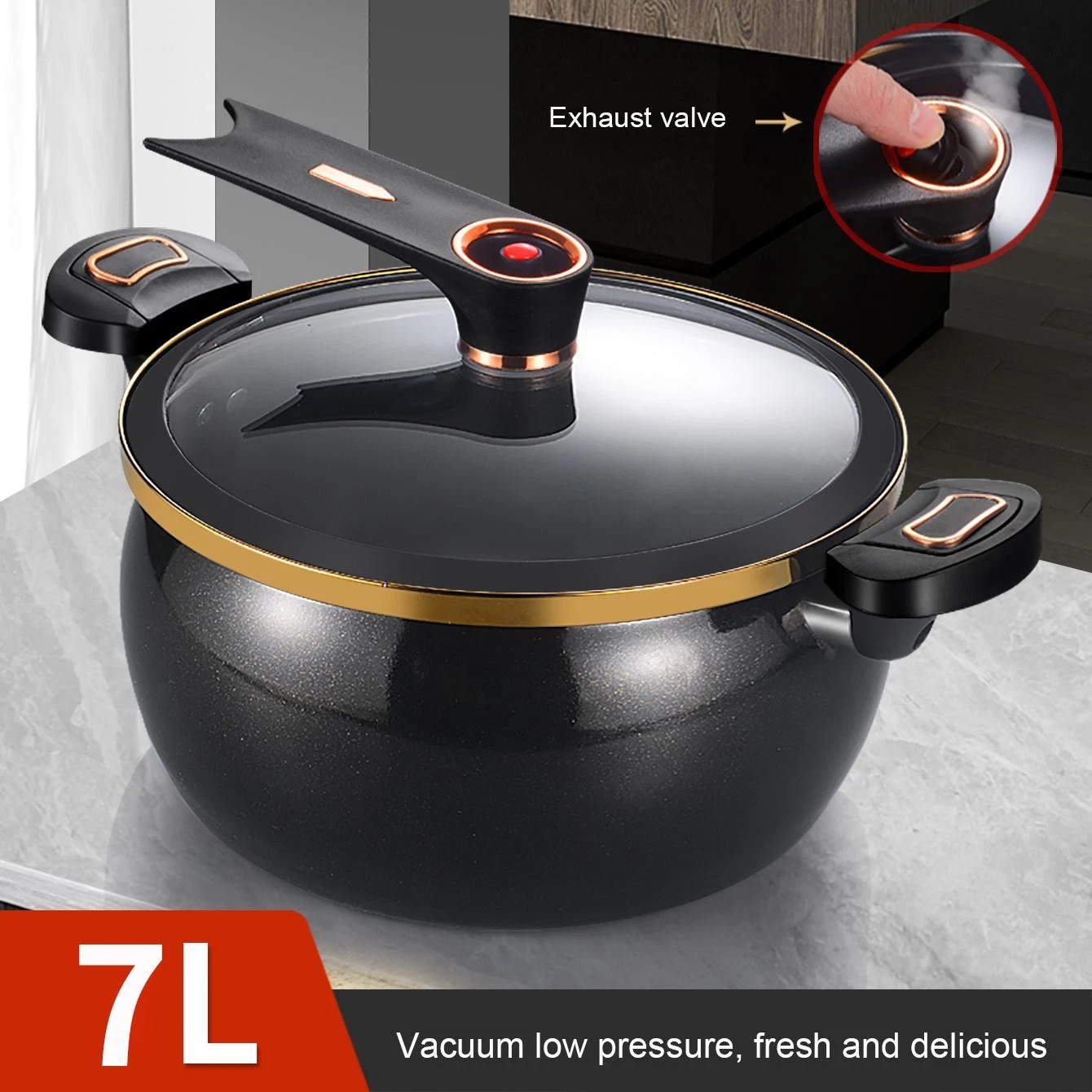 Fat Daddy 7l Micro Pressure Cooker, 26cm Non‑stick Pot for Home Cooking