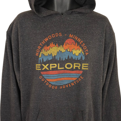 Minnesota Northwoods Sweatshirt Hoodie Mens Size Large Gray Travel Destination