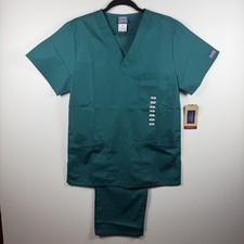 Cherokee Scrub Set Womens XS Green Medical Workwear Top and Drawstring Pants