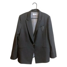 Tahari ASL Black White Spots Embellished One-Button Blazer Jacket Size 12