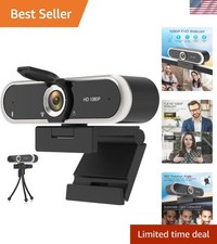 1080P HD Webcam with Noise-Canceling Microphone  Privacy Cover for All Devices
