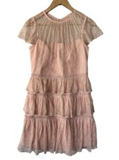 Adrianna Papell Tiered Blush Lace Dress Size 6 NWT