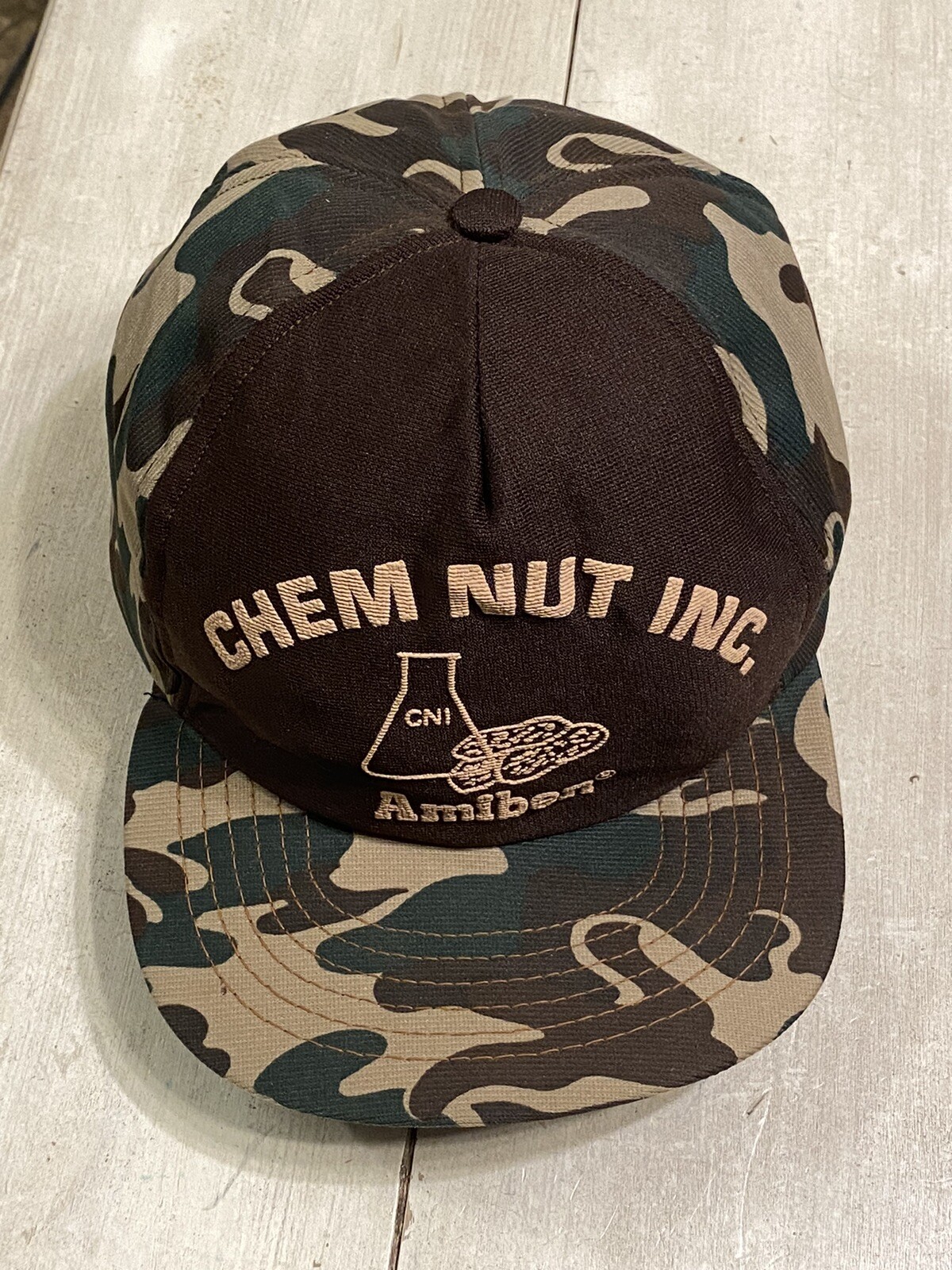 Vintage 70’s/80’s CHEM NUT INC. Snapback Trucker Hat Old School Camo