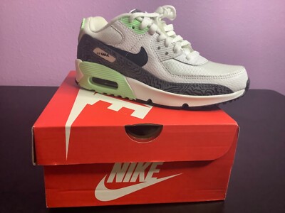 Nike Air Max 90 (DH4111-100) White Green Casual Shoes Sneakers Size 5Y
