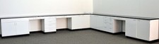 32' Laboratory L Shaped Cabinets / Casework / w/ Black Tops / E1-500