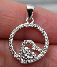 Pretty New Silver 18K White Gold Filled Clear CZ Heart Pendant Necklace