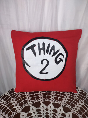 Up-cycled Dr. Suess Thing 2 t-shirt PILLOW COVER ONLY 14x14