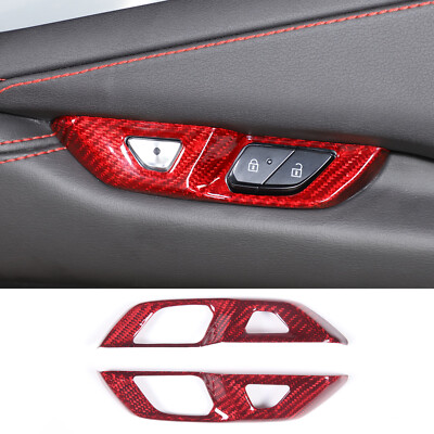 Real Carbon Fiber Door Panel Trim For Corvette C8 Stingray 2020-2024 - Door Lock Lower Cover, Red