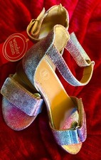 Wonder Nation Ankle-Strap Heeled Dressy Sandals/shoe Young Girls Size 9 Sparkly
