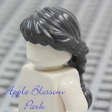 NEW Lego Female Minifig DARK GRAY HAIR - Grandma long Wavy Braided Girl Ponytail