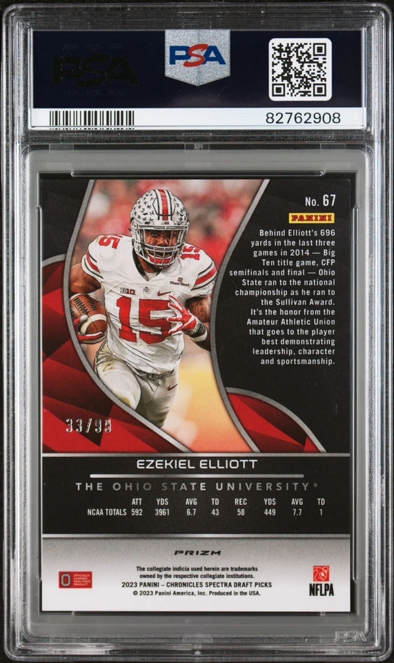 2023 Chronicles DP Ezekiel Elliott Spectra Celestial 33/99 PSA 10 - Image 2 of 3