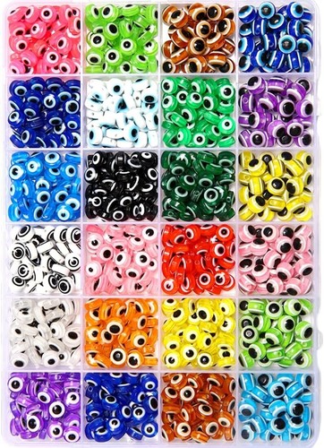 Lucky EVIL EYE Round BEADS 47 different styles and colors 8mm Mixed COLORS Beads - Picture 5 of 12