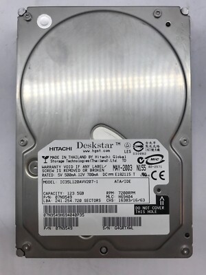 123,5 GB IDE/ATA  FESTPLATTE HITACHI Deskstar  IC35L120AVV207-1  3,5 ZOLL#FP3790