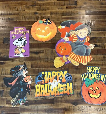 Vintage Halloween Cardboard Cut Out Decoration Lot Snoopy, Felt
