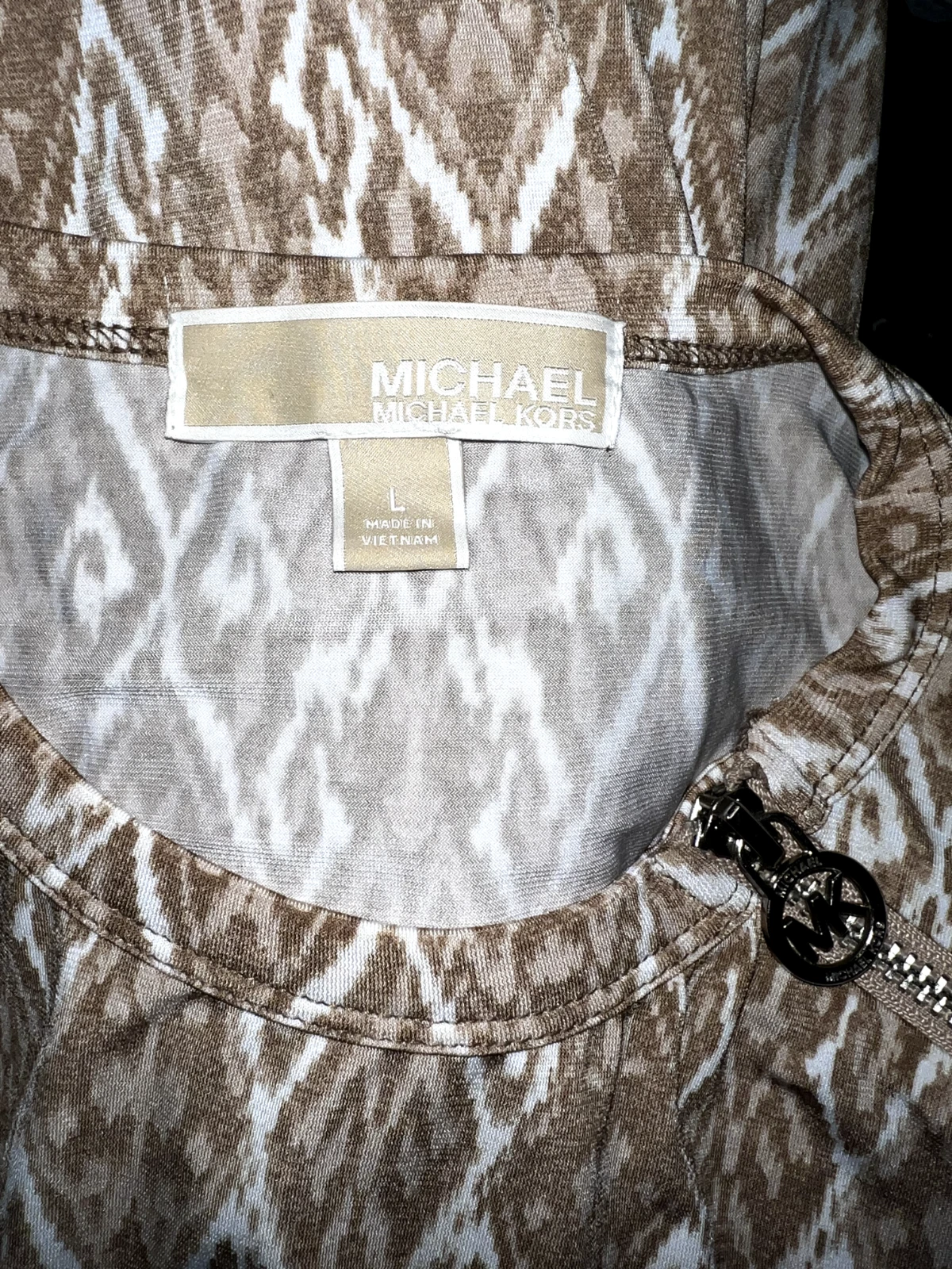 Abito MICHAEL KORS taglia L marrone maglia liquida maglione cambio S S tunica elasticizzata