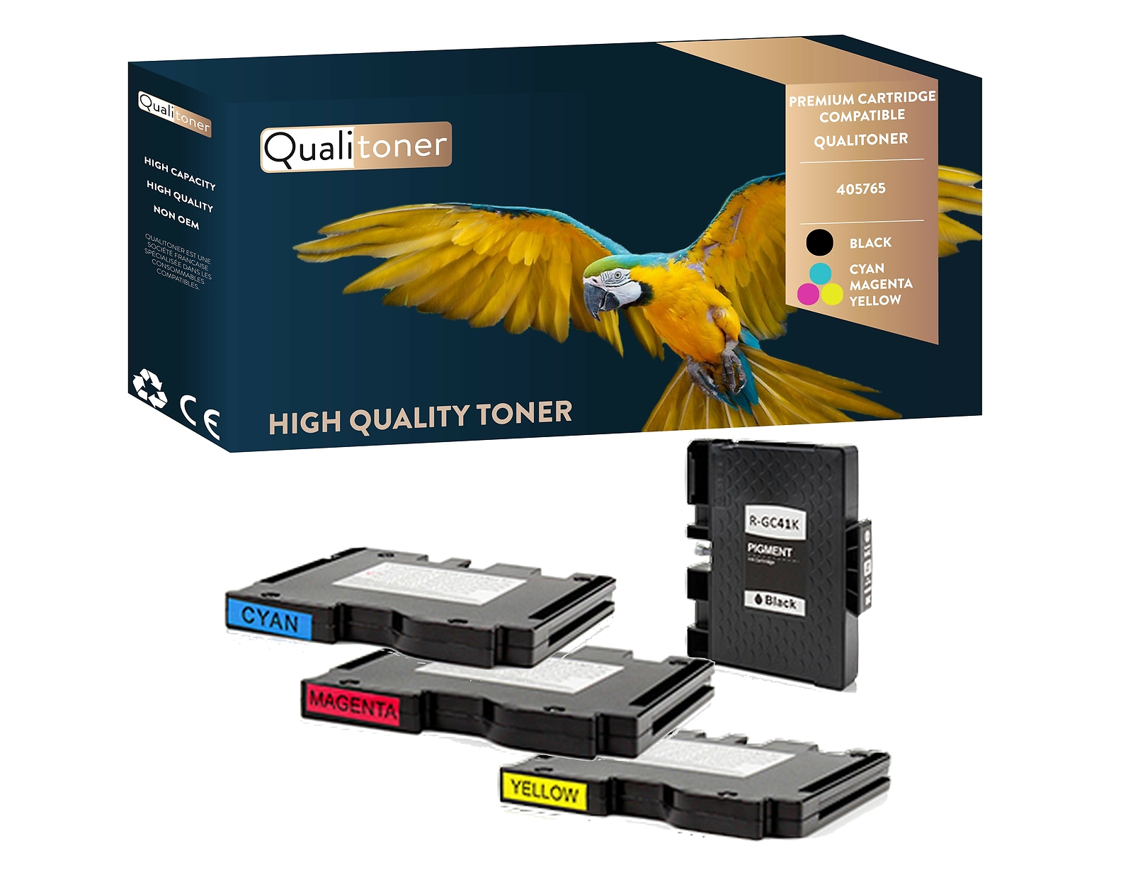 Toner RICOH AFICIO compatible QUALITONER pack complet pour remplacer les cartouches vides 405765