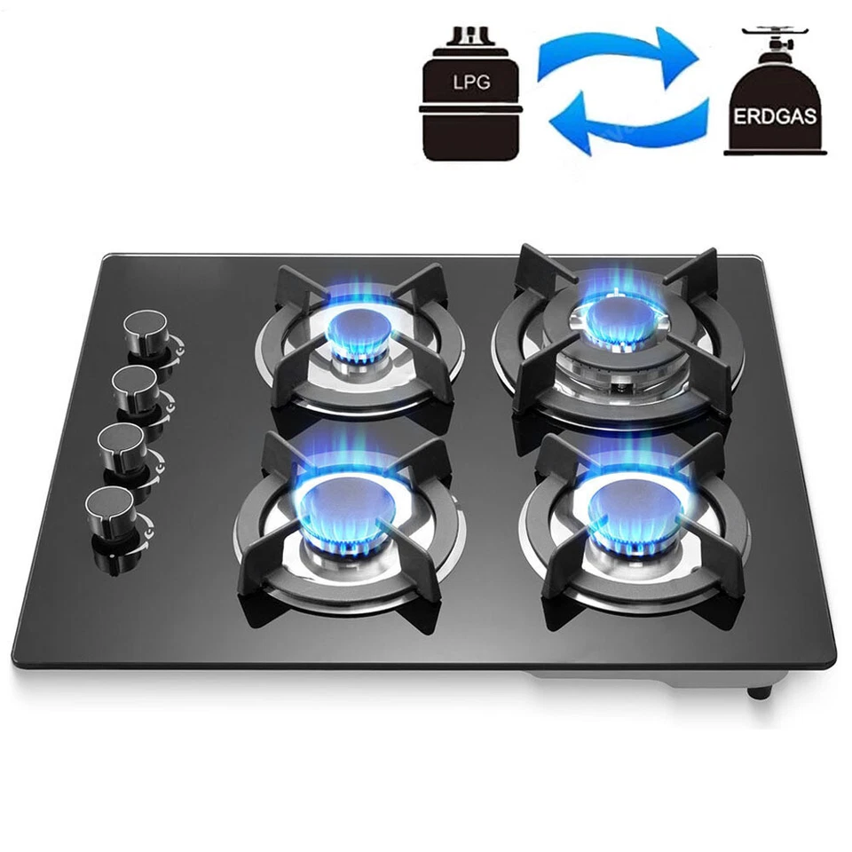Gas hob 4 burner ceramic gas cooker glass built - in cooker LPG gas propane 60cm - Image 2 of 4