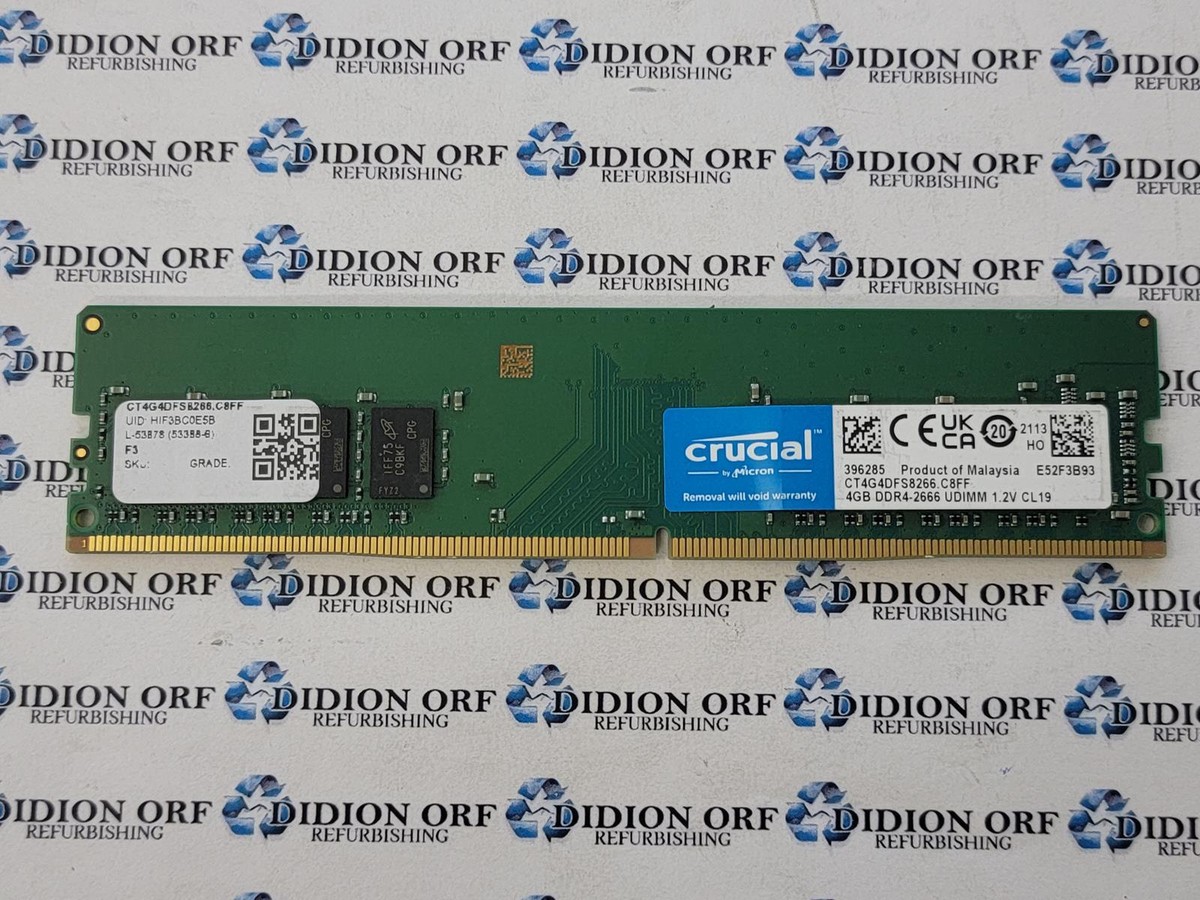 CRUCIAL 4 GB DDR4 DESKTOP RAM PC4-2666 1Rx8 CT4G4DFS8266