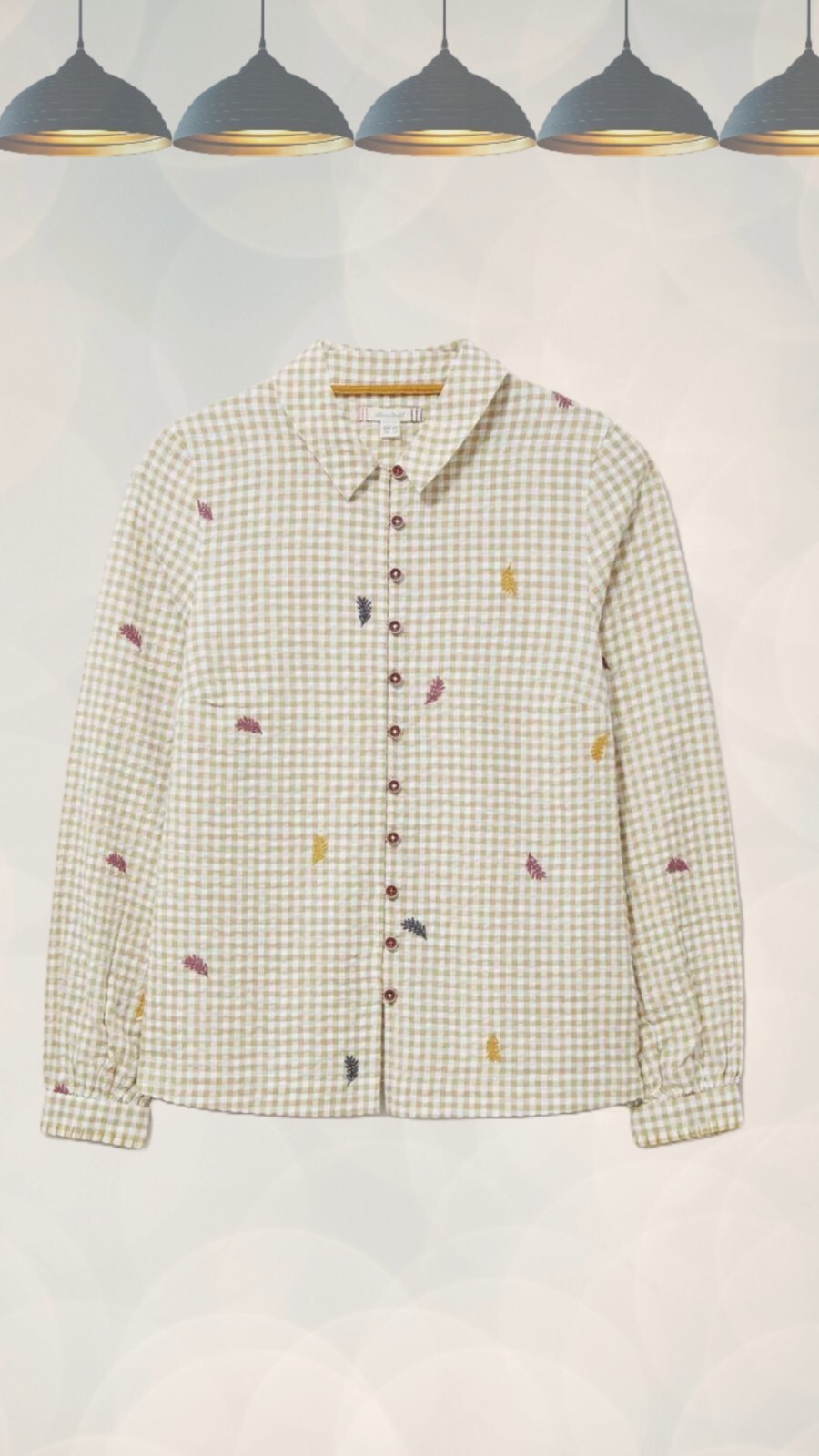Ex White Stuff Women’s Maddy Embroidered Shirt in Natural Checks (A Bit Defect)