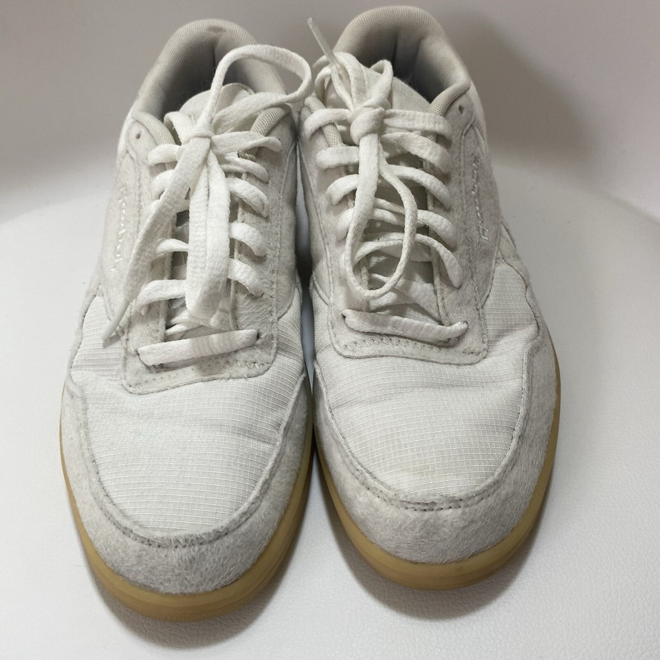 Reebok White Classic Trainers Low Top Lace Up Canvas Suede Cream 8.5 eBay