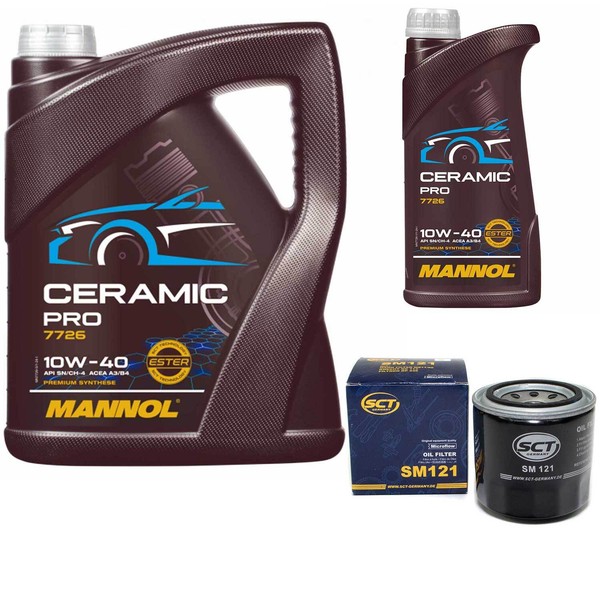 MotoröL Set Mannol 10W-40 Ceramic Pro 6 Liter + ÖLfilter FüR Isuzu Opel Subaru-image