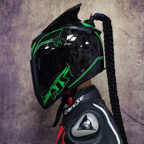 Men Women Full Face Safety Motorcycle Helmet With Horns and Braid DOT Approved - Bild 8 von 11