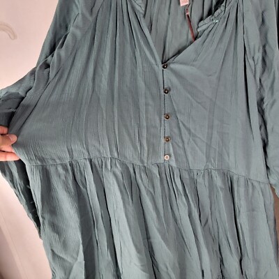 Knox Rose Womens XXL Verde Green Long Sleeve Button Front Tiered Midi Boho  Dress | eBay