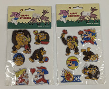 New Vintage Donkey Kong Mario Puffy Stickers Lot of 2, 13 Different Stickers